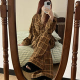 MQTIME  -  Light Luxury New Plaid Pajamas Women's Spring Autumn Winter Comfort High-end Student Dormitory Homewear Suit Comfort Temperament