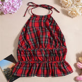 MQTIME  -  Fashion kawaii 2 Pieces Set Sexy Women 2025 Summer New Strapless Plaid Crop Top+Lotus Leaf zip Mini Skirt Girls Y2K Streetwear