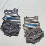 MQTIME  -  New Summer 0-24M Infant Baby Boys Girl Clothes Suit Sleeveless Striped Letter Printed Vest+PP Shorts Children Clothes Set