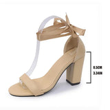 MQTIME  -  Elegant Nude Ribbon Bowknot Ankle Strap Sandals Women Summer Classic Basic Super High Heel Sandals Woman's Wedding Shoes