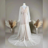 MQTIME  -  Maternity Tulle Long Wedding Robe Dress for Pregnant Women Photo Shoot Photography Evening Prom