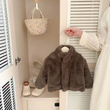 MQTIME  -  Boys' Coat Autumn and Winter New Children's Wear Korean Style Boys and Girls Foreign Style Fur Integrated Velvet Warm Coat