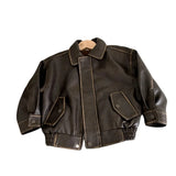 MQTIME  -  Boys Leather Jacket Autumn Spring Korean Style New Arrival Trendy Fashion Cool Brown Solid Color Jackets Coats