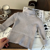  MQTIME  -  Toddler Girls Sweater New Winter Solid Color Thicken Warm Infant Baby Girls Knitwear Versatile Turtleneck Kids Boys Pullovers