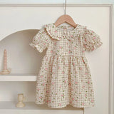 MQTIME  -  New Summer Kids Party Dresses Short Sleeved Cotton Floral Printing 2-6Yrs Baby Girls Princess Dress Sisters Clothes