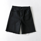 MQTIME  -  Women High Waist Wide Leg Denim Shorts Tassel Summer Fashion Streetwear Casual Solid Color Female Loose Straight Jeans