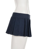 MQTIME  -  Primary Color Knitted Strap Tube Top Low Waist Short Pleated Skirt Fashion Personality Spice Girl Casual Suit