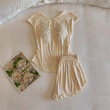 MQTIME  -   New Homewear Two-Piece Short-Sleeved Top Shorts Suit Pajamas Set Summer Comfortable Sleepwear Women Loungewear Pijama