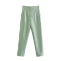 MQTIME  - 2024 New Chic Fashion Woman Pants Office Wear Pants for Women Vintage High Waist Zipper Fly Female Ankle Trousers Mujer Gothic