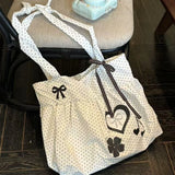 MQTIME  -  New Cute Versatile Polka Dot Heart Print Skirt Large Capacity Commuter Shoulder Bag