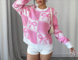 MQTIME  -  Autumn/Winter New Sweet Bow Knitted Sweater Loose Top Sweater Women's Wear