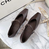 MQTIME  -  2024 New Fashion Square Toe Shallow Women Flat Shoes Ladies Elegant Buckle Mary Jane Shoes Flat Heel Dress Ballerinas Footwear