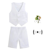 MQTIME  -  Children Boy Summer Cool Green Suit Kids Boys Vest Shirt Shorts Bowtie Ceremony Costume Formal Boys Breathable Slim Wedding Suit