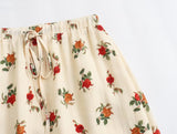 MQTIME  -  Boho Style Maxi Skirts High Waist Floral Printed Hippie Skirt Bottoms Rose Chic Drawstring Loose Fit Skirt Vacation Robes