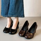 MQTIME  -  Vintage Round-Toe Chunky-Heel Women's Pumps and Heels Comfortable Loafers Designer Mary Jane Shoes Elegant Party Dress Shoes