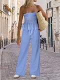 MQTIME  -  Elegant Floral Print Off-Shoulder Blouse and High-Waisted Palazzo Pants Set for Women s Autumn Fashion 2 Piece Outfit