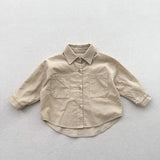  MQTIME  -  Autumn New Children Long Sleeve Shirts Cotton Girls Vintage Solid Coat Fashion Boys Casual Lapel Shirts Kids Clothes