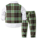 MQTIME  -  4Piece Spring Baby Boy Luxury Clothes Korean Outfit Set Fashion Gentleman Vest+Shirt+Pants+Tie Children Boutique Clothing BC1568