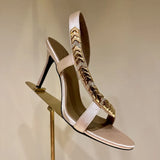 MQTIME  -  Luxury Rhinestones Sequined Satin Women Gladiator Sandals Fashion Summer Slingbacks Wedding Thin High heels Party Dress Shoes