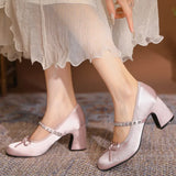 MQTIME  -  Sweet Style Women's Mary Jane Shoes Exquisite Rhinestone High Heels for Woman Fashion Casual Shoes Designer Shoes Zapatos Mujer