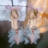 MQTIME  -  Lolita Cosplay Y2K Heels Pink Dreamy Bridal Wedding Shoes 2000S Heels High Quality Designer Luxury Shoes Elegant Women's Sandals