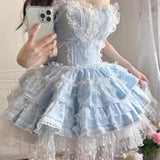 MQTIME  -  Handmade Girls Birthday Lolita Dress Trailing Princess Adult Party Dress Women Wedding High Quality Dress Photography Clothes