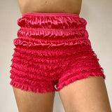 MQTIME  -  Womens Kawaii Lace Ruffle Bloomers Shorts Layered Pettipants Victorian Pumpkin Pants Panties Booty Shorts Lolita Safety Bottoms