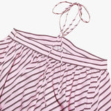 MQTIME  -  Loose Striped Halter Short Dress Women Chic Lace Up Sleeveless Backless A-line Beach Dresses  2025 Summer Lady Holiday Robes