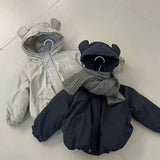 MQTIME  -  New Winter Toddler Girls Parkas Hooded Solid Color Thicken Warm Kids Girls Jacket Windproof Infant Baby Boys Outerwear Coat