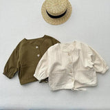  MQTIME  -  Autumn New Children Long Sleeve Coat Solid Baby Boys Vintage Jacket Fashion Kids Girls Casual Cardigan Toddler Clothes