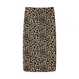 MQTIME  -  Women 2 Piece Set Leopard Print Sexy Sleeveless Bustier Crop Top Vintage High Waist Slim Midi Skirt Casual Commuting Wear