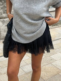 MQTIME  -  Women's Lace Mini Skirts Casual Low Waist Solid Color Loose Fit Pleated Skirts Summer A-line Skirts
