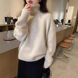 MQTIME  -  Lazy Style High Neck Solid Color Cardigan for Women To Wear in Autumn and Winter, Korean Simple Soft Innerwear for Women
