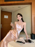 MQTIME  -  Elegant Dresses Women Ribbon Sleeveless Sexy Slim Satin Spring Backless Mermaid Dress Party Vintage Temperament Female