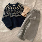  MQTIME  -  Kids Sets New Autumn Winter Sweaters Wide Leg Pants Warm Baggy Simple Style