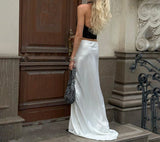 MQTIME  -  High Waisted Fashionable Ice Silk Satin Skirt Summer Hot Item of 2025