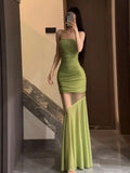 MQTIME  -  Summer Fashion New Women's Vacation Style Suspender Design Sense Spicy Girl Dress Slim Fit Hollow Fish Tail Long Skirt