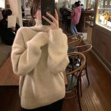 MQTIME  -  Lazy Style High Neck Solid Color Cardigan for Women To Wear in Autumn and Winter, Korean Simple Soft Innerwear for Women