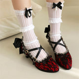 MQTIME  -  Women Bow Tie Heeled Mary Jane Pumps Elegant Trendy Cosplay Dress Fashion Party Pumps Comfort Casual Sandals