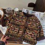 MQTIME  -  New Winter Infant Baby Girls Woolen Jacket Colorful Jacquard Thicken Warm Kids Girls Coat Round Neck Toddler Girl Outerwear Coat
