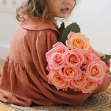  MQTIME  -  Autumn Girls Doll Collar Cotton Linen Dress New Chic Retro Loose Long-Sleeved Baby Girl Casual Party Dresses