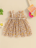 MQTIME  -  Photography Clothing  Adorable Daisy Print Sleeves Tulle Dress Golden  Elegant Lace Mesh Skirt For Photo Shoot
