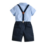 MQTIME  -  2Piece Summer Baby Boy Luxury Clothes Korean Fashion Gentleman Short Sleeve Newborn Rompers Bodysuit+Shorts Toddler Sets BC1207