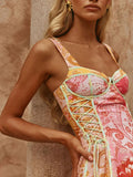 MQTIME  -  positioning printed lace up cute sweet style short dress casual vacation style cool summer fashion new dress