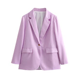 MQTIME  -  Women Fashion Blazer Commuter Pockets Long Sleeves Turn Down Collar Loose Top Female New Chic Elegant 2 Colors Coat Mujer