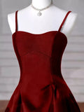 MQTIME  -  Burgundy Evening Dress Satin Prom Dress Spaghetti Lace-up/Zipper Back as you choose Party Dress