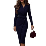  MQTIME  -  cross-border Amazon elegant professional button spring and autumn long-sleeved dress cw47977