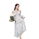 MQTIME  - French Floral Dress for Spring/summer Vacation, 2024 New Style Elegant and High-end Waist Length Dress, Chubby MM Fairy Dress