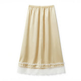 MQTIME  -  Women's Elegant Floral Lace Trim Loose Silky Long Skirts Fashion Y2k Casual Elastic High Waist Satin Silk Underskirt