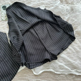 MQTIME  -  Korean Fashion Vacation Kpop Lace Vest + Y2k Preppy Mini Pleated Skirt 2000s Aesthetic Striped Outfits 2 Piece Set Summer Women